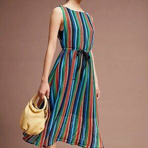 Eve Franco X Anthropologie Rainbow Crochet Midi Dress NWOT Size 0 (XS)